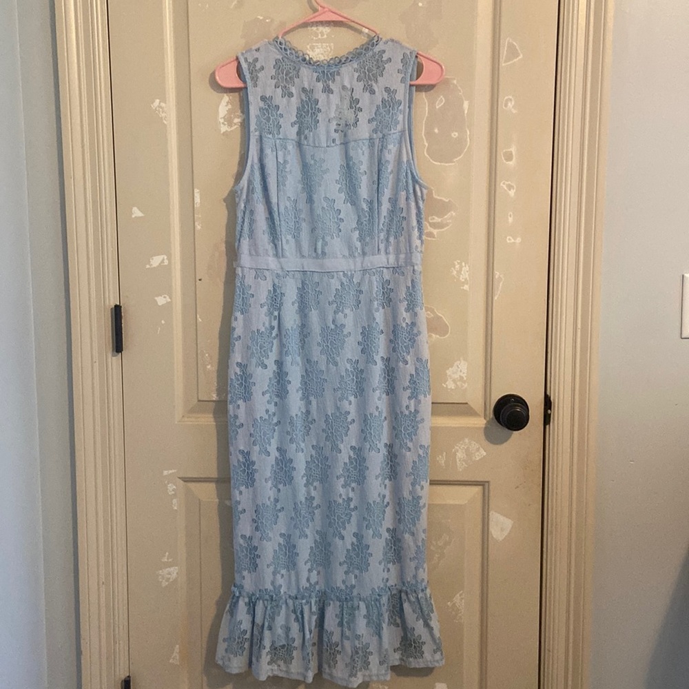 blue lacy midi dress